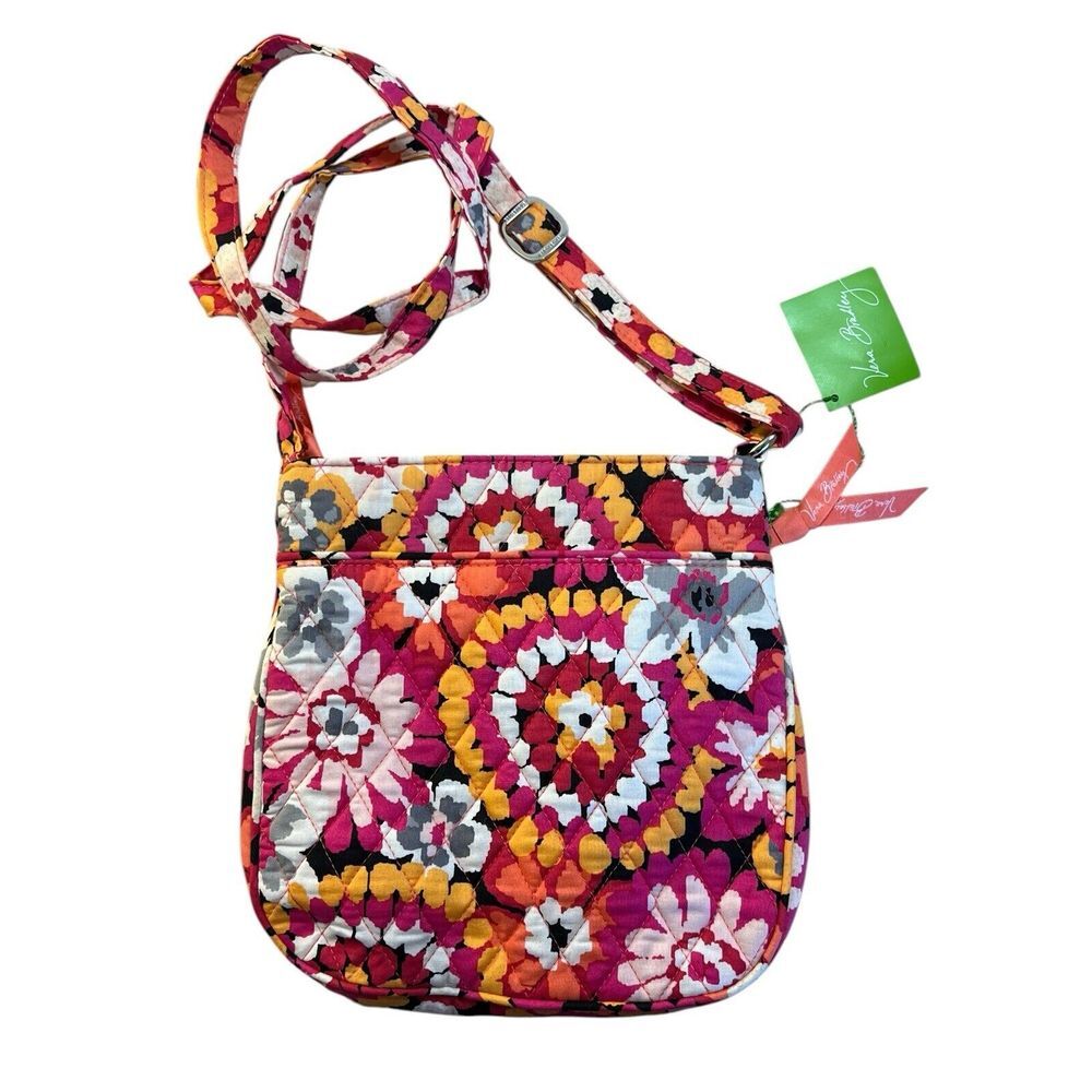NWT- Vera Bradley Cotton Petite Double Zip Hipster Pixie Blooms Pink White Red‎
